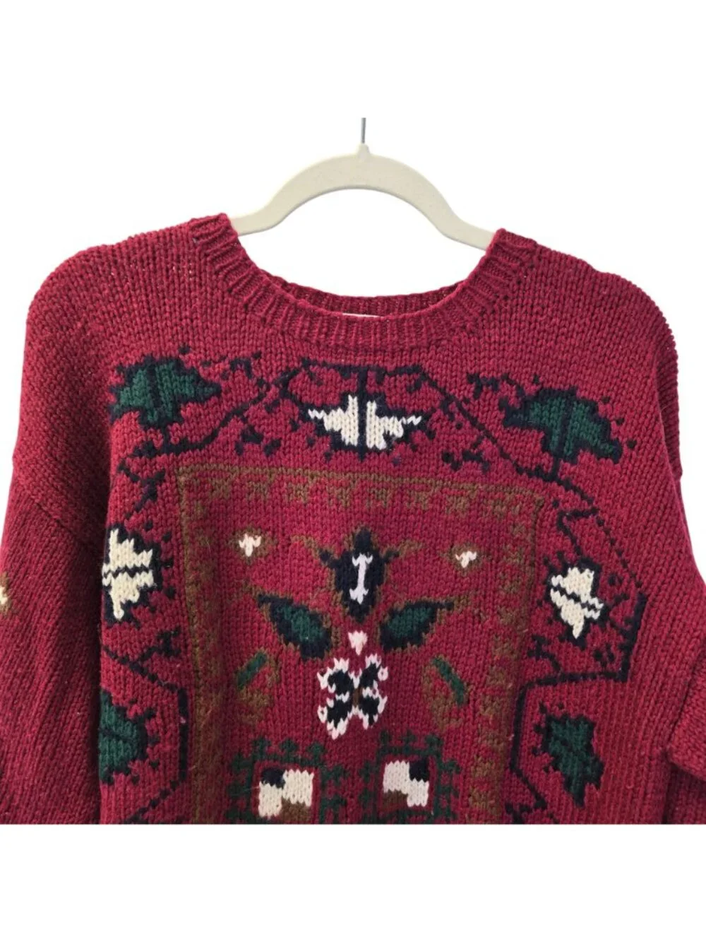 Vintage Studio Michelle Stuart Wool Blend Hand-Knit Crewneck Sweater Size Large - Picture 4 of 6